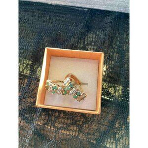 Vintage Ross Simmons Green And White Gemstone Earrings Sterling Silver